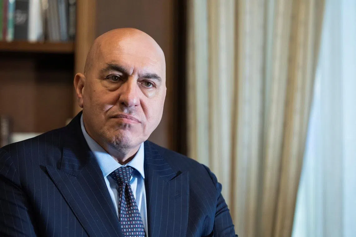 Italy's Defence Minister Guido Crosetto looks on during an interview with Reuters, in Rome, Italy, April 14, 2025. REUTERS/Remo Casilli