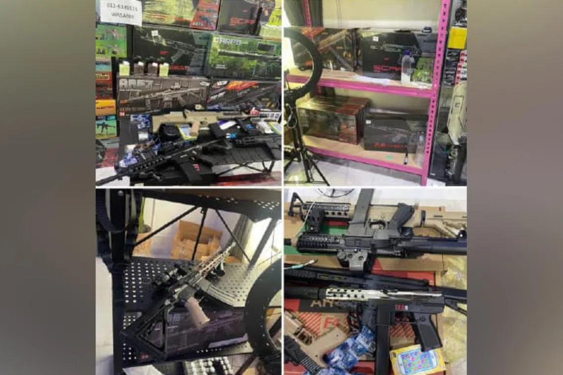 Investigations revealed that a Malaysian man detained in one of the raids had been selling replica firearms online for several months.