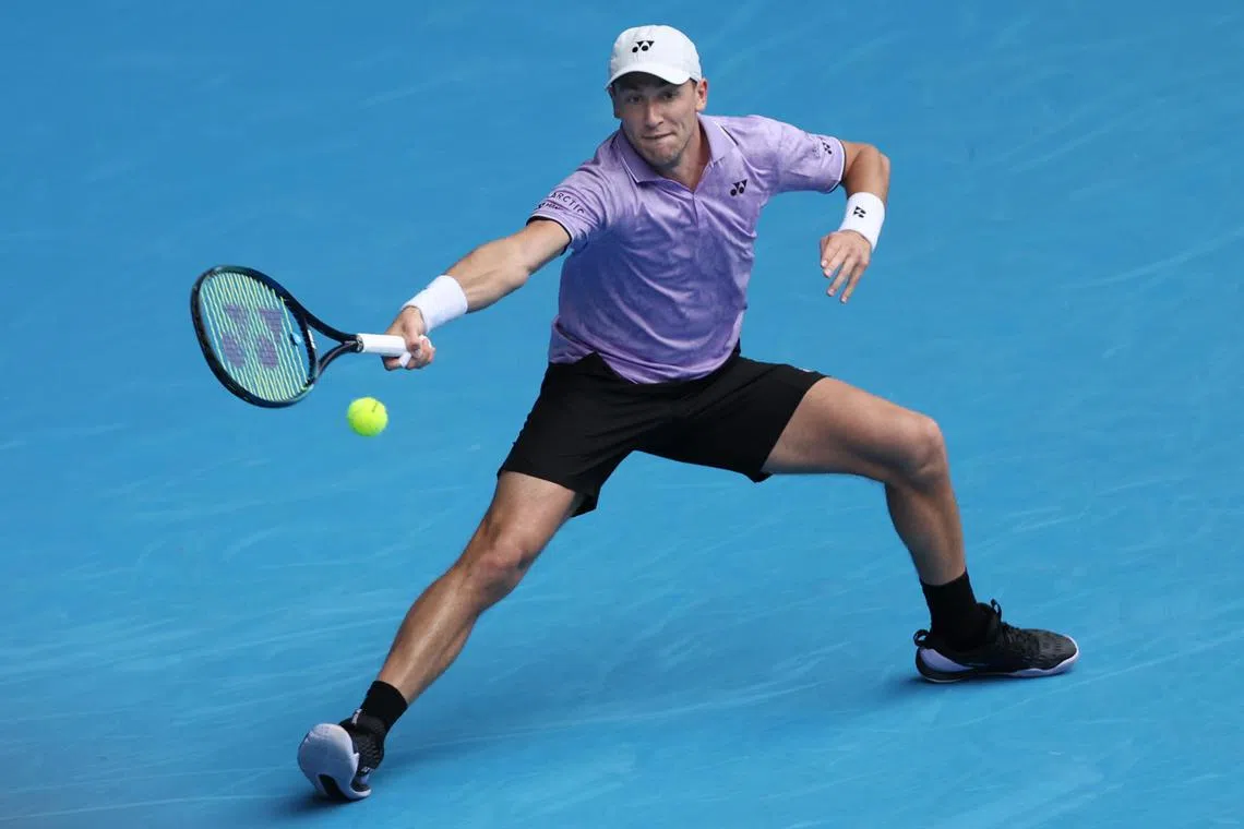 Casper Ruud of Norway in action against Jenson Brooksby at the Australian Open.