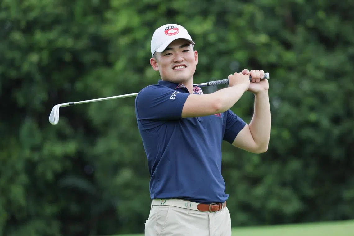 ST20241220_202470800709: Gin Tay/ kkgolf20/ Kimberely/
Singaporean golfer Hiroshi Tai, 22, will be the Republic's first golfer to feature at the Masters when he tees off at Augusta in April 2025. Tai, an undergraduate at the Georgia Institute of Technology in the United States, was in attendance at a media session held at Sentosa Golf Club on Dec 20, 2024.