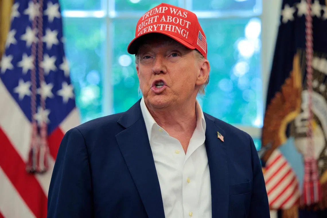 US President Donald Trump speaking in the White House Oval Office on Aug 22.