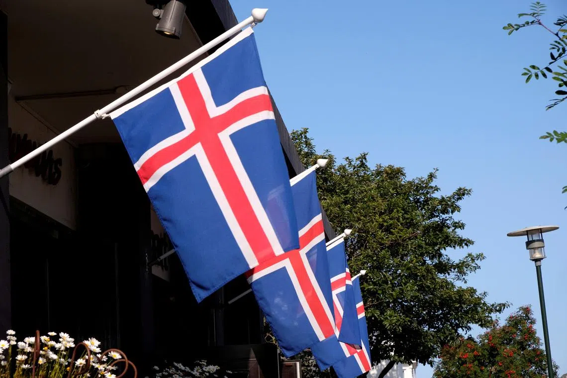 Iceland's national flags flutter over the souvenir shop in Reykjavik, Iceland August 19, 2019. REUTERS/Ints Kalnins