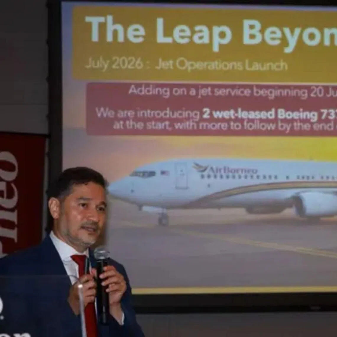 AirBorneo chief executive officer Megat Ardian Aminuddin speaking at the media roundtable in Kuching on July 8.