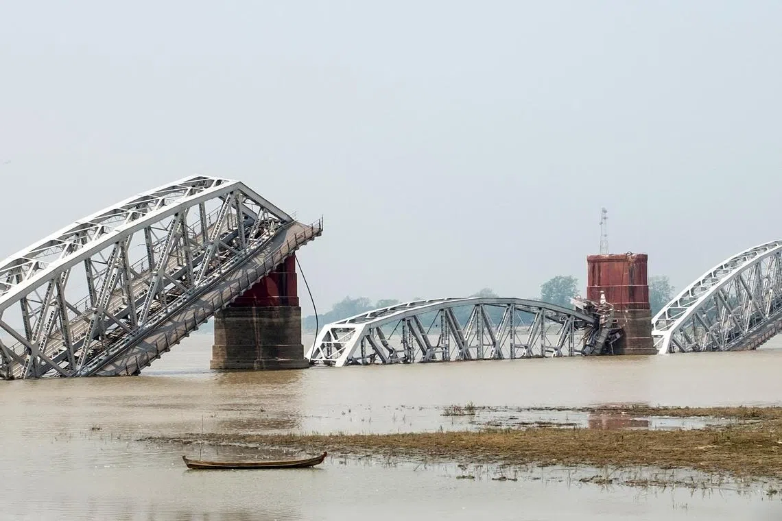 The collapsed Ava Bridge following an earthquake in Mandalay, Myanmar, on March 29.