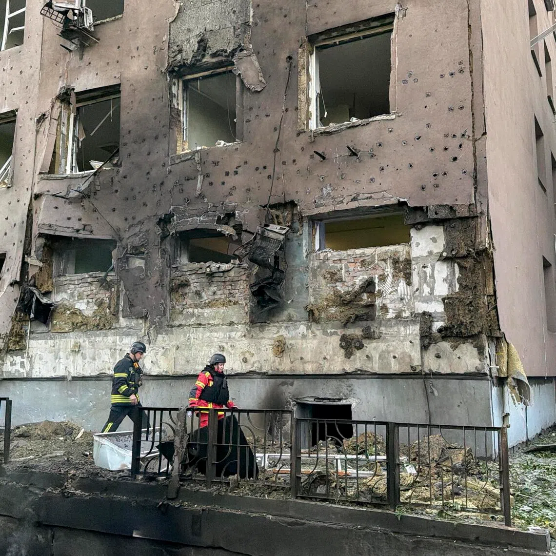 A civilian hospital in Zaporizhzhia, Ukraine, on Sept 25, following a Russian airstrike. EU officials say the bloc is resilient enough to weather political shifts in member states.