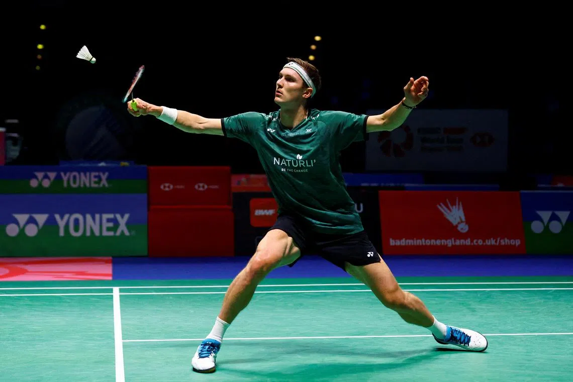 Denmark's Viktor Axelsen during the 2024 All England Championships. The 30-year-old is hoping to retain his Olympic gold in Paris.