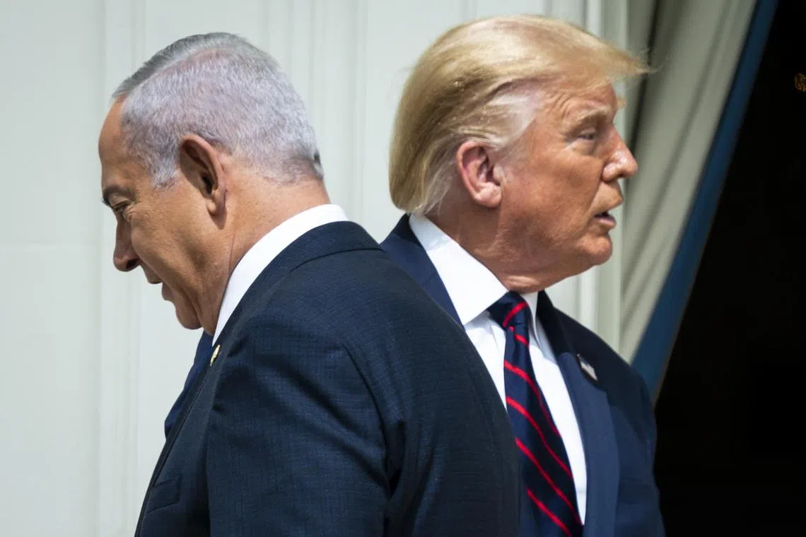 A 2020 photo showing then US President Donald Trump with Israeli Prime Minister Benjamin Netanyahu at the White House in Washington.