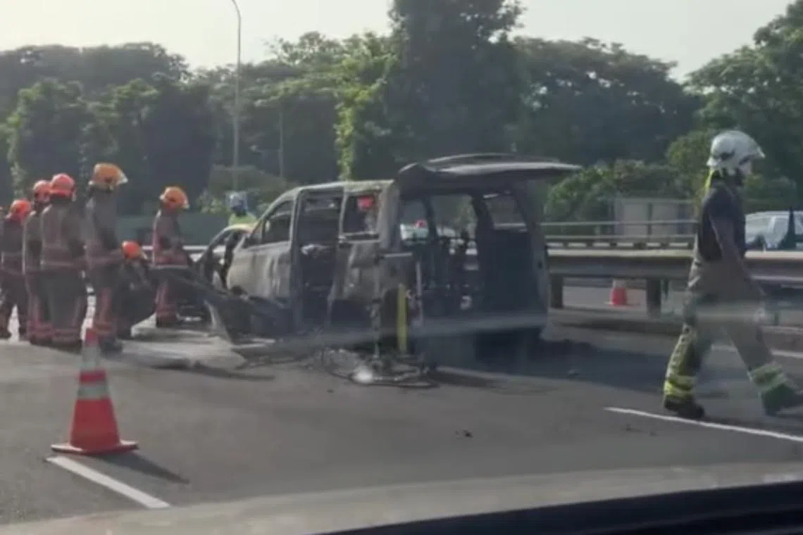 The Singapore Civil Defence Force said it was alerted at about 7.20am to a fire along the PIE towards Changi Airport.