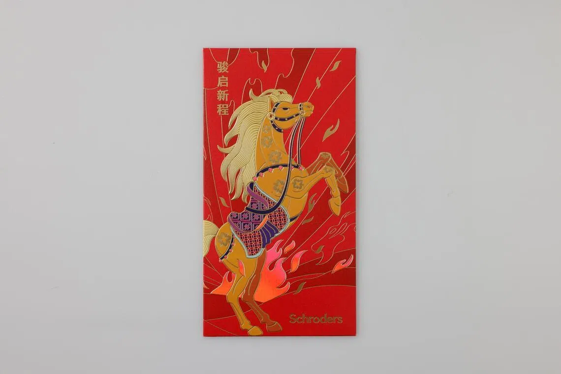 Pacote vermelho da Schroders.