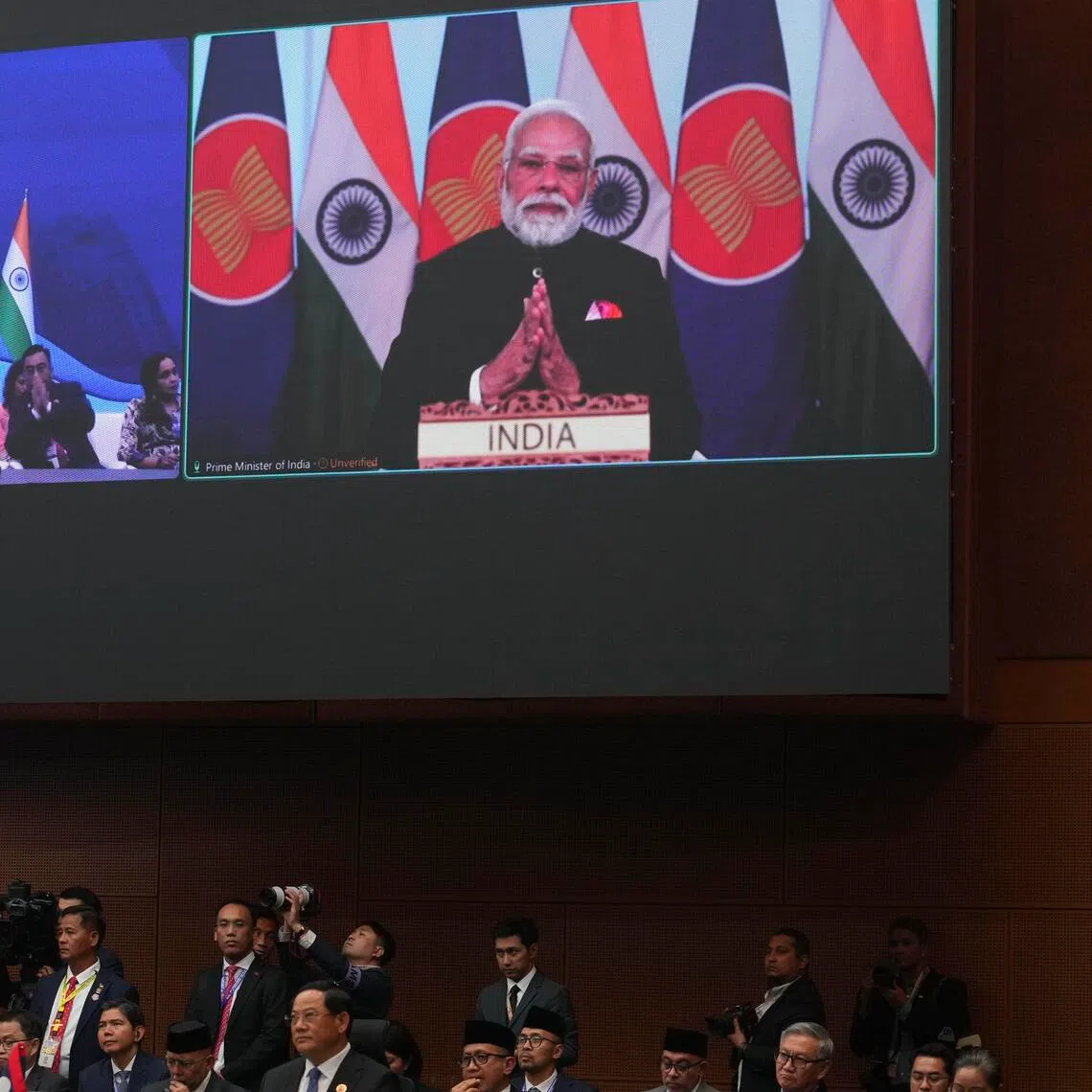 Indian Prime Minister Narendra Modi gave a virtual speech to at the 47th Association of Southeast Asian Nations (Asean) summit in Kuala Lumpur, Malaysia on Oct 26, 2025.  