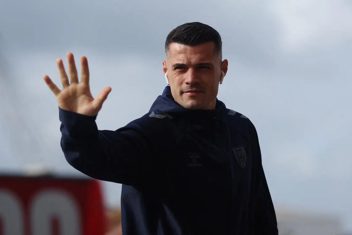 Soccer Football - Premier League - Sunderland v Fulham - Stadium of Light, Sunderland, Britain - February 22, 2026 Sunderland's Granit Xhaka arrives at the stadium before the match REUTERS/Scott Heppell/File Photo