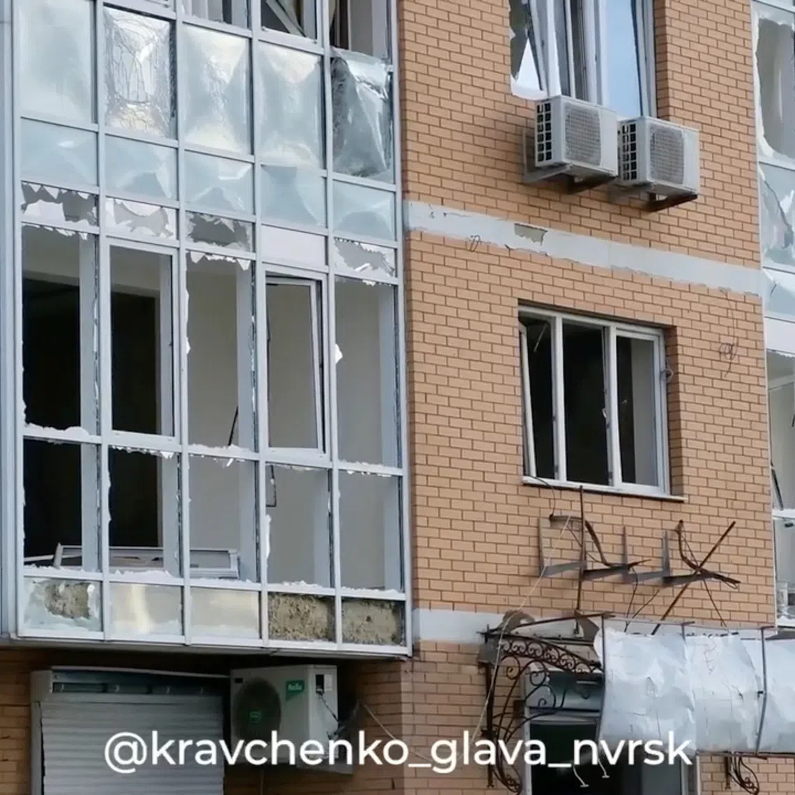 An apartment building damaged during what the local authorities called a Ukrainian drone attack in Novorossiysk, Russia, on Nov 14.
