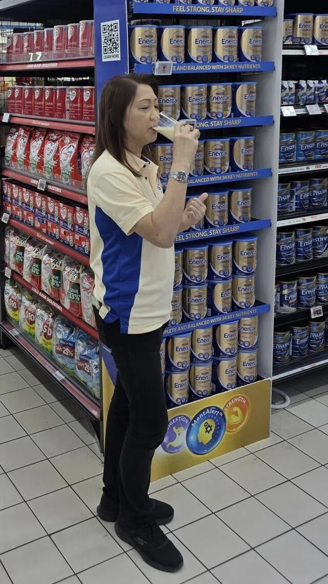 merchandiser at nestle singapore drinking enercal complete