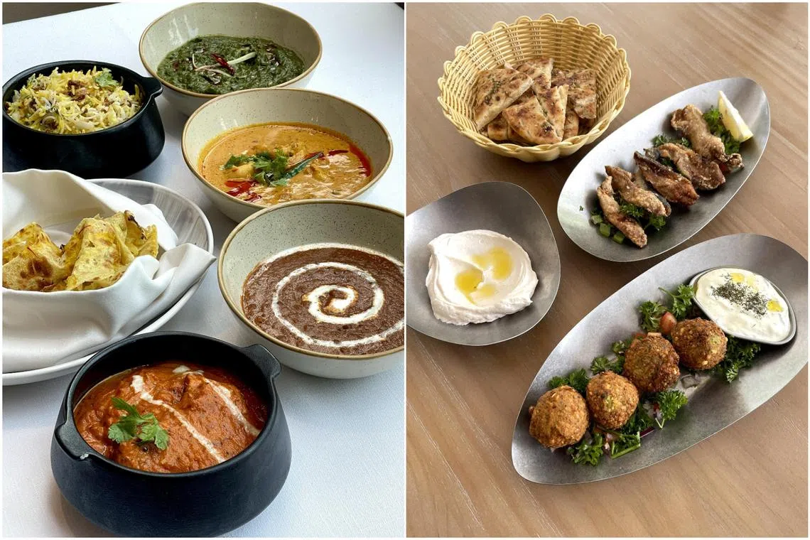 North Indian cuisine from Sansara (left) and Mediterranean with Greek, Albanian, Turkish and Italian influences cuisine from Hapiha Mediterranean Taverna.