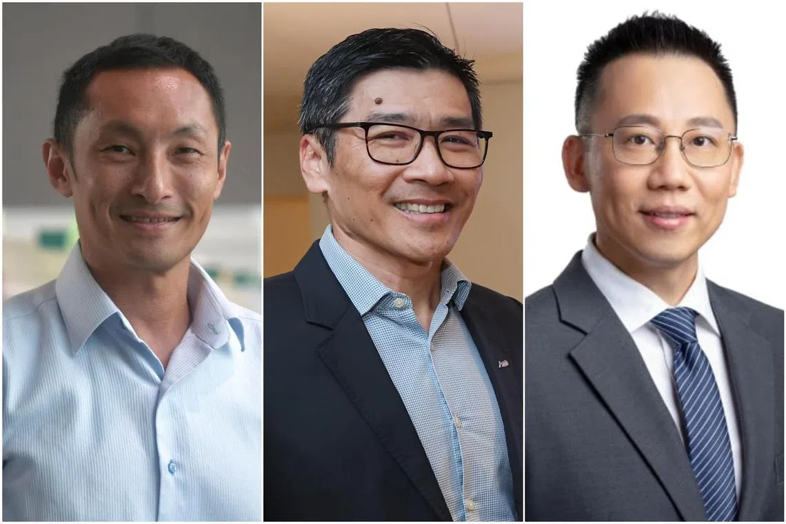 (From left) SingPost’s group CEO Vincent Phang and group CFO Vincent Yik, and CEO of the company’s international business unit Li Yu.