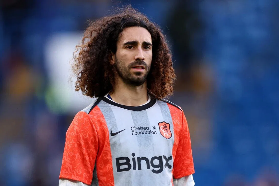 Soccer Football - Premier League - Chelsea v Newcastle United - Stamford Bridge, London, Britain - March 14, 2026 Chelsea's Marc Cucurella during the warm up before the match REUTERS/David Klein