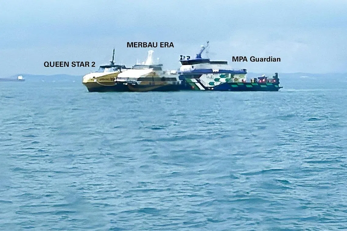 The 62 passengers boarded another vessel – the Merbau Era – which was on its way to Harbourfront Ferry Terminal.