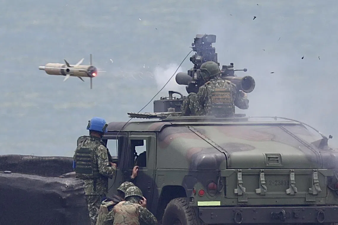 Taiwan’s armed forces routinely practice seeing off a Chinese attack.