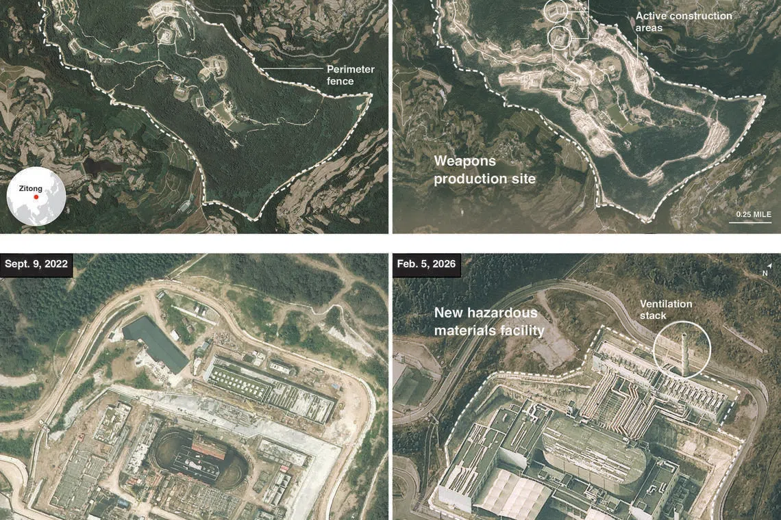 Zitong nuclear site saw significant expansion. 
Satellite imagery of secretive nuclear facilities reveals Beijing’s efforts to expand its arsenal, just as the last global guardrails on nuclear weapons vanish.