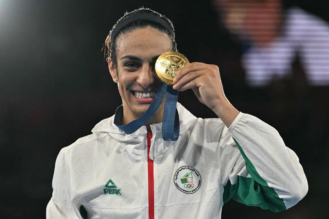 Imane Khelif poses with her gold medal at the Paris Olympics. She has been at the centre of a gender controversy at these Games.