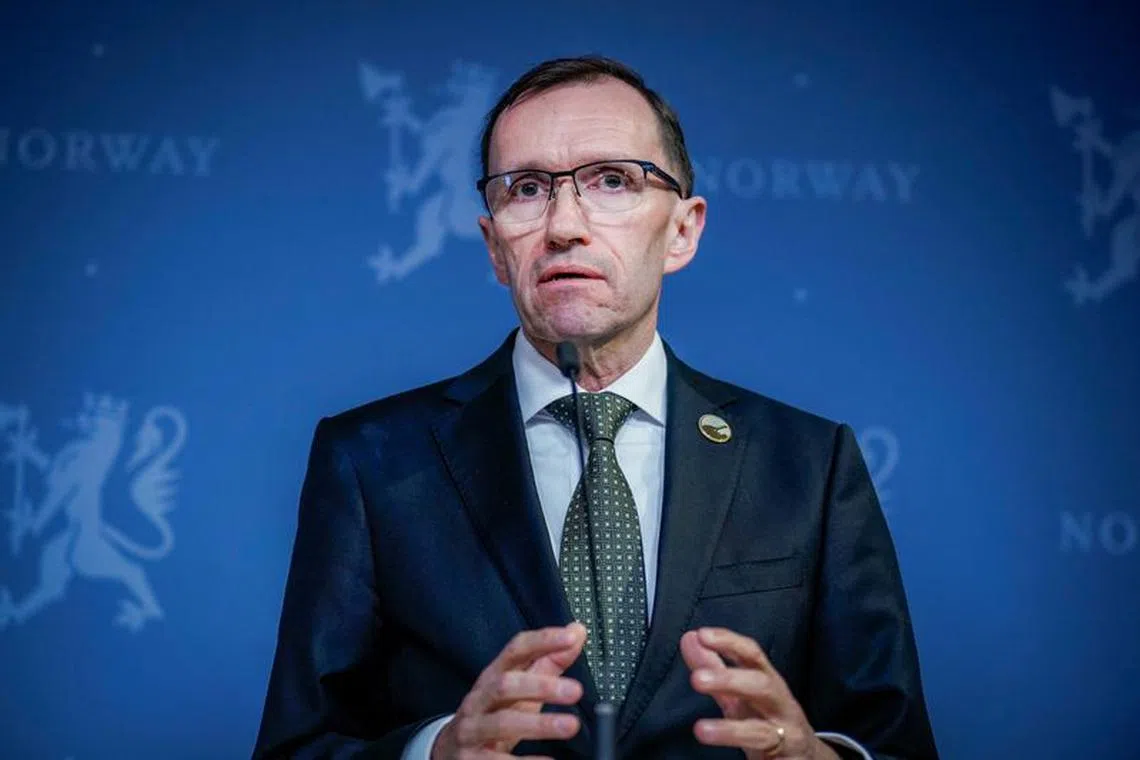 FILE PHOTO: Norway's Foreign Minister Espen Barth Eide attends a press conference after the meeting on the Gaza situation with foreign ministers from the Middle East, the Nordics and the Benelux countries in the government's representation facility in Oslo, Norway December 15, 2023. NTB/Stian Lysberg Solum via REUTERS/File Photo