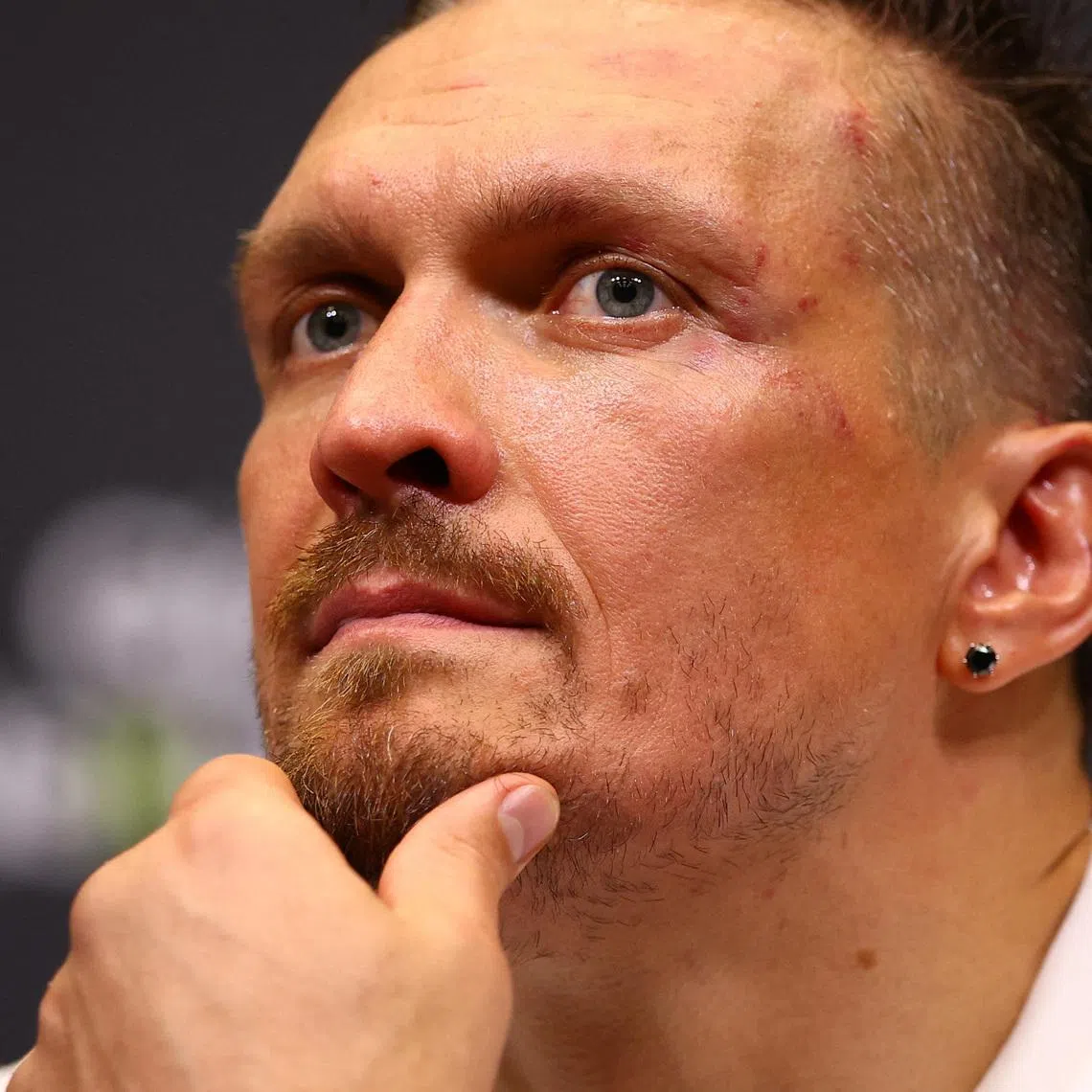 Boxing - Oleksandr Usyk v Daniel Dubois - Undisputed World Heavyweight Title - BoxPark Wembley, London, Britain - July 19, 2025 Oleksandr Usyk during the press conference after winning the fight against Daniel Dubois Action Images via Reuters/Andrew Boyers