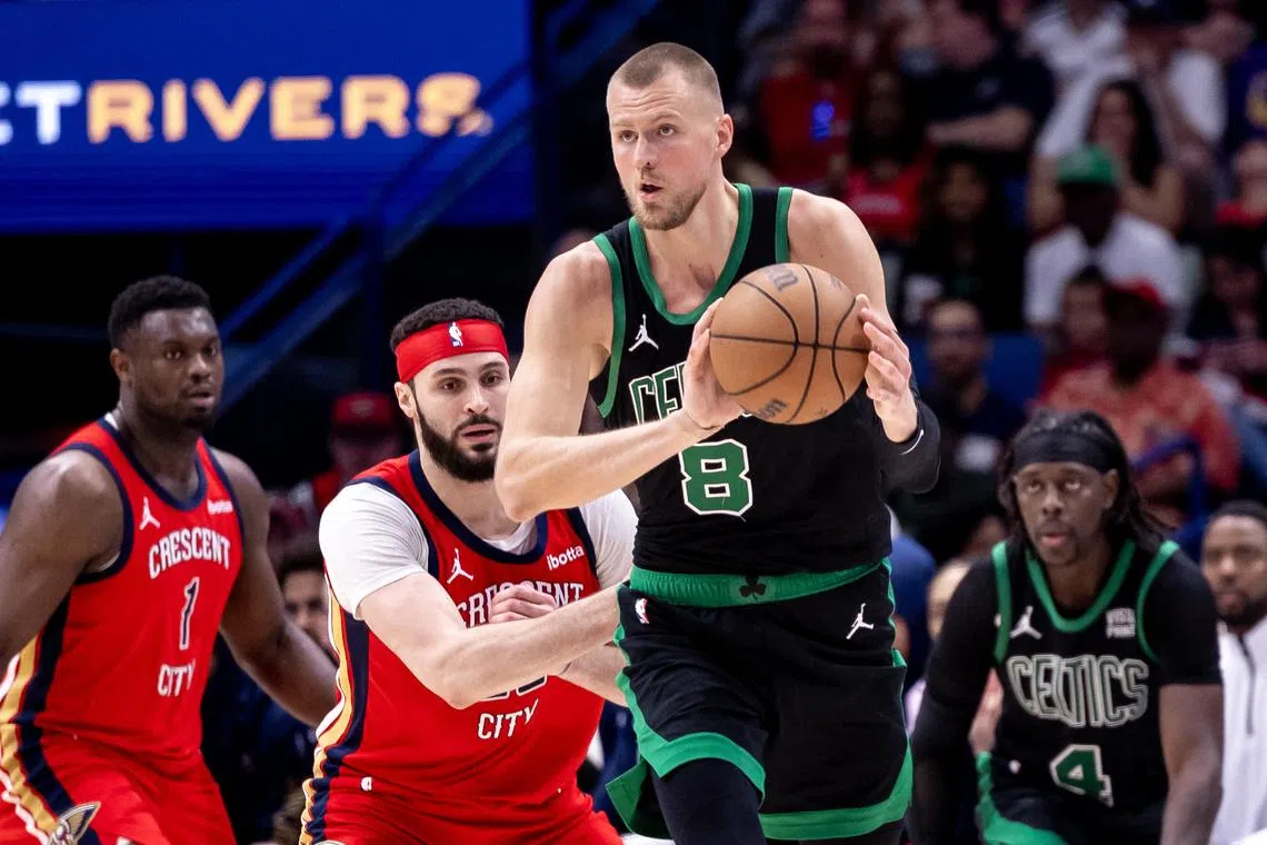 Latvian forward Kristaps Porzingis contributed 19 points, 10 rebounds, four blocked shots, three assists and two steals in Boston's 104-92 road victory.