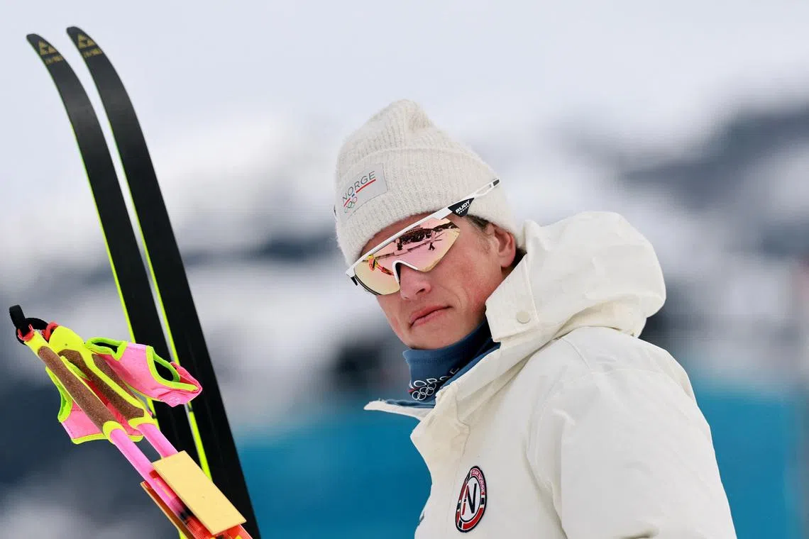 Milano Cortina 2026 Olympics - Cross-Country Skiing - Men's 50km Mass Start Classic - Tesero Cross-Country Skiing Stadium, Lago, Italy - February 21, 2026. Gold medallist Johannes Hoesflot Klaebo of Norway celebrates after the men's 50km mass start classic REUTERS/Stephanie Lecocq/File Photo