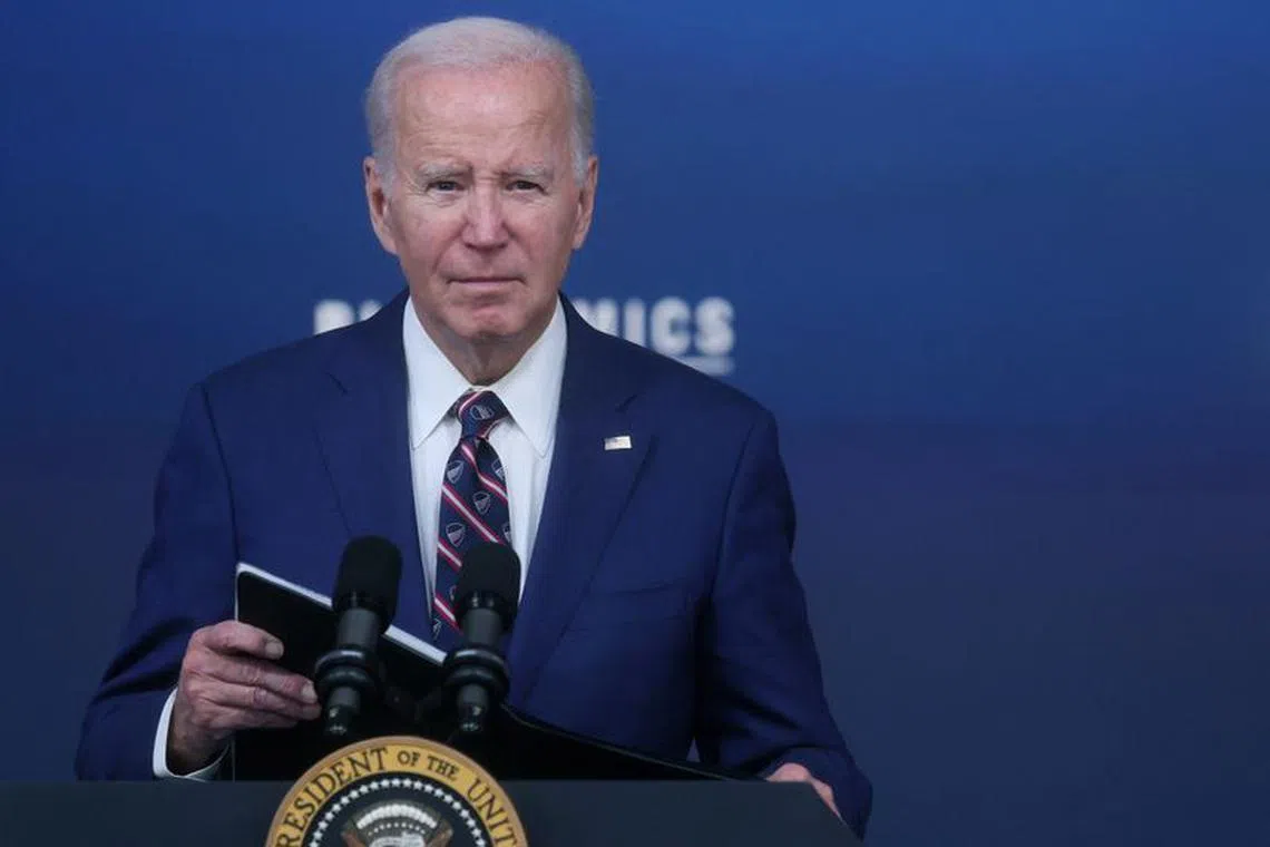 U.S. President Joe Biden listens to a question from a reporter after speaking at an event about the economy, at the White House in Washington, U.S., October 23, 2023. REUTERS/Leah Millis/File Photo