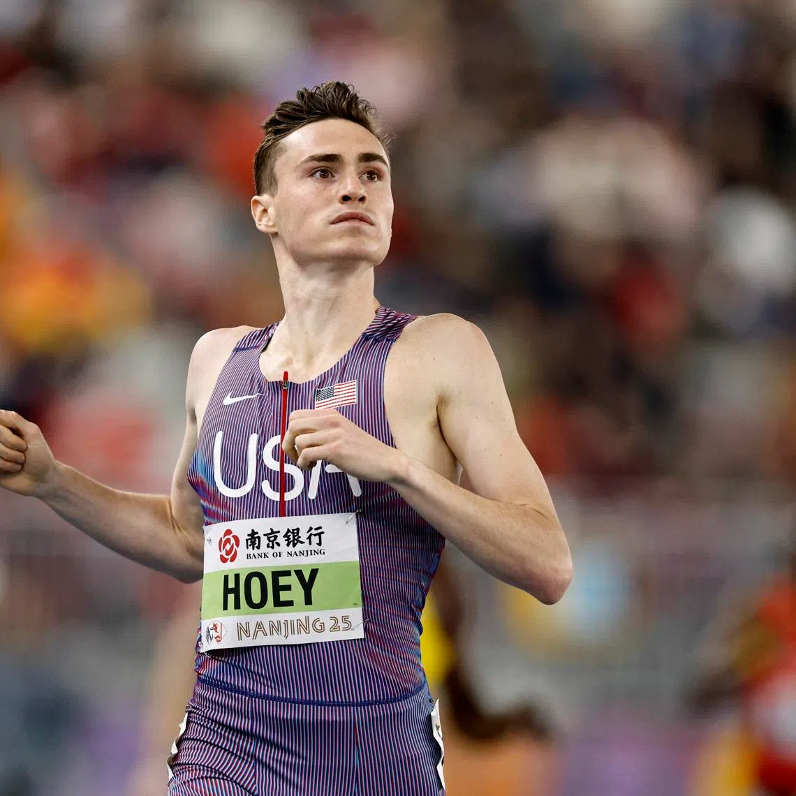 FILE PHOTO: Athletics - World Athletics Indoor Championships - Nanjing Youth Olympic Sports Park, Nanjing, China - March 22, 2025 Josh Hoey of the U.S. in action during the men's 800m semi-final - heat 1 REUTERS/Tingshu Wang/File Photo