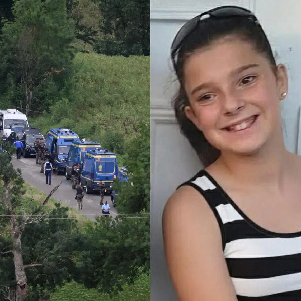 French police near the site where a body was discovered on June 4, during the search to find missing 11 year-old Lyhanna.