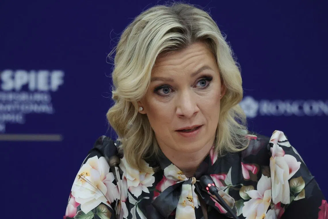 Russian Foreign Ministry spokeswoman Maria Zakharova speaks during the St. Petersburg International Economic Forum (SPIEF) in Saint Petersburg, Russia June 15, 2022. REUTERS/Anton Vaganov/ File Photo