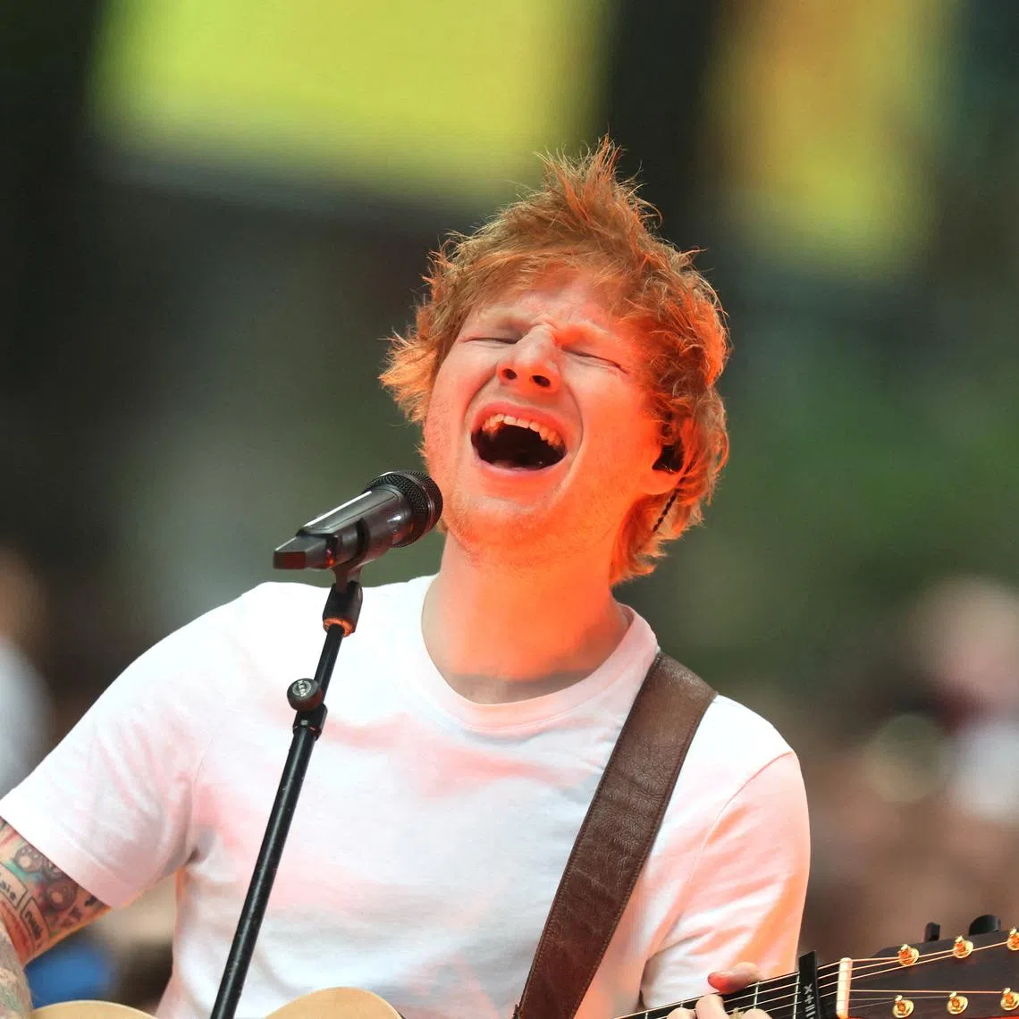 FILE PHOTO: Singer Ed Sheeran performs on NBC's \"Today\" show at Rockefeller Center in New York, U.S., June 6, 2023.  REUTERS/Brendan McDermid/File Photo