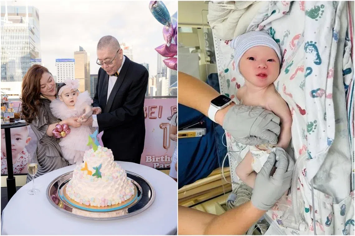 Chinese pianist Liu Shikun and wife Samantha Sun, seen with daughter Beibei (left), welcomed a baby boy, Tim Tim Lau (right).