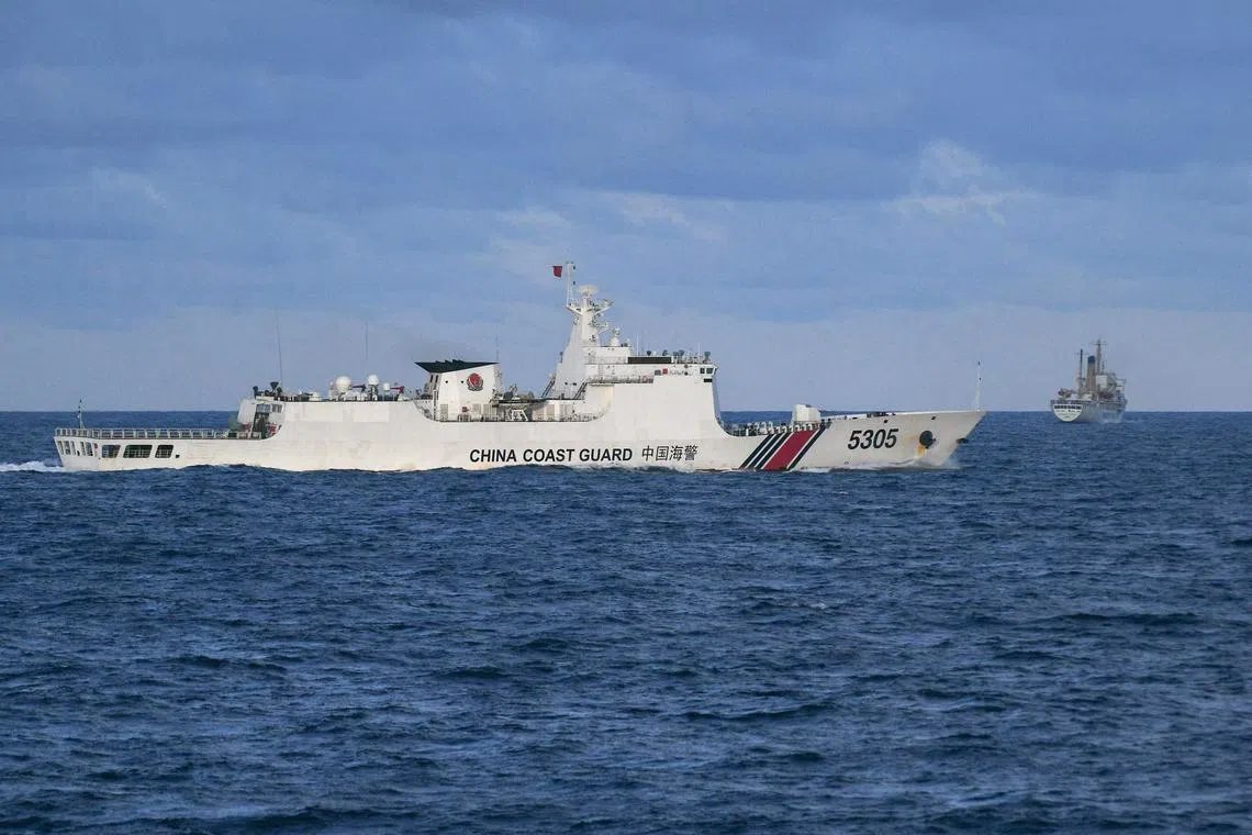 A China Coast Guard ship in the South China Sea in December 2023. Russia is an important stakeholder in the South China Sea dispute.