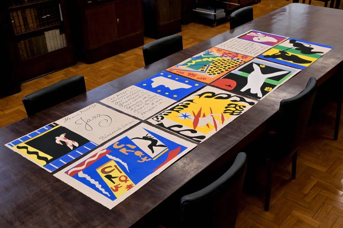 Eight art pieces by French artist Henri Matisse displayed at Mario de Andrade Public Library in Sao Paulo, Brazil, on Aug 14.
