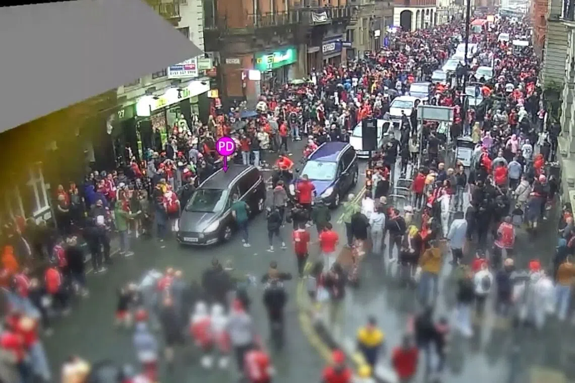 Paul Doyle ploughed his car - marked by police as "PD" - into a parade of fans celebrating Liverpool's Premier League win on May 26.