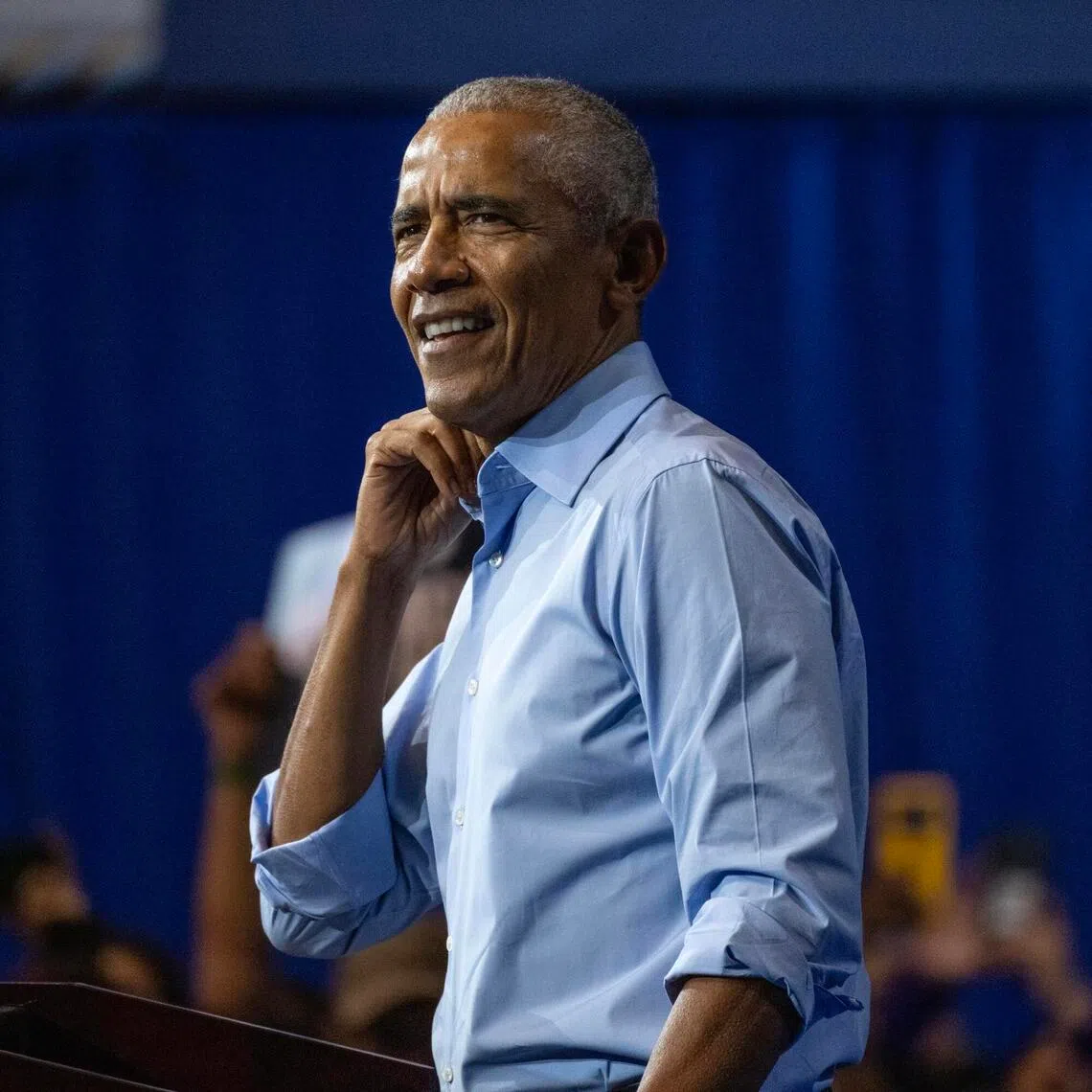 Former US president Barack Obama speaking at a midterm elections campaign rally in Cleveland, Ohio, on Oct 24.
