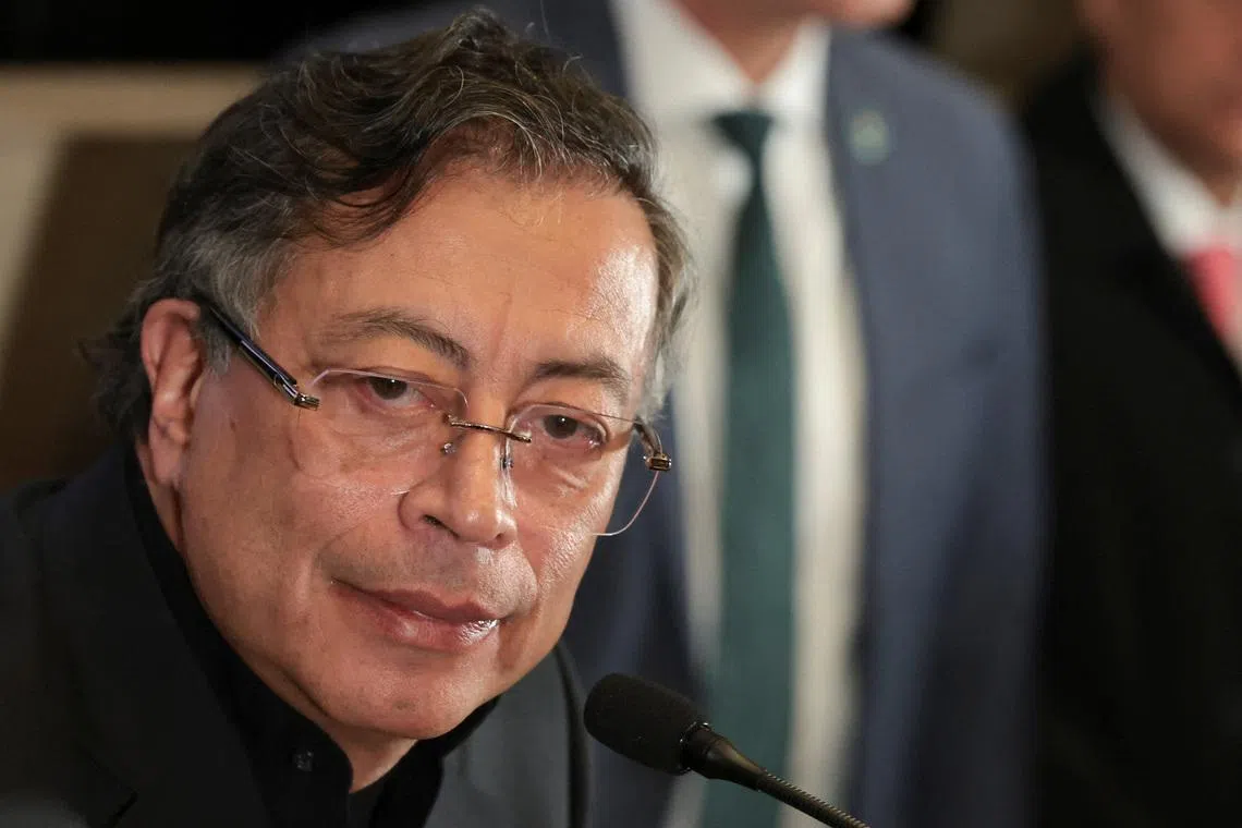 Colombian President Gustavo Petro attends a press conference after a White House meeting with U.S. President Donald Trump, at the Colombian embassy in Washington, D.C., U.S., February 3, 2026. REUTERS/Jonathan Ernst