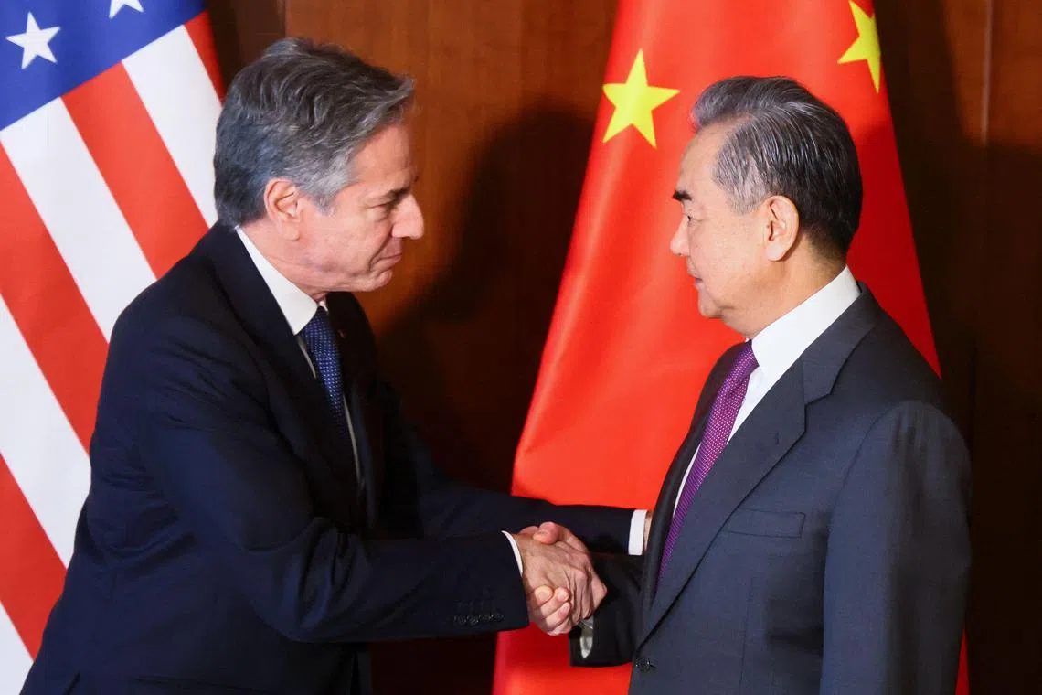 US Secretary of State Antony Blinken (L) and Chinese Foreign Minister Wang Yi met at the Munich Security Conference.