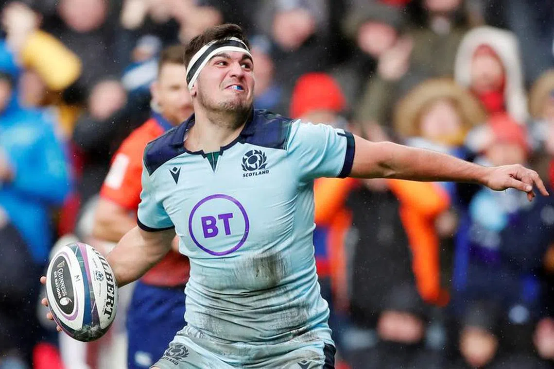 FILE PHOTO-Rugby Union - Six Nations Championship - Scotland v France - BT Murrayfield Stadium, Edinburgh, Britain - March 8, 2020  Scotland's Stuart McInally celebrates scoring their third try   Action Images via Reuters/Lee Smith/File Photo
