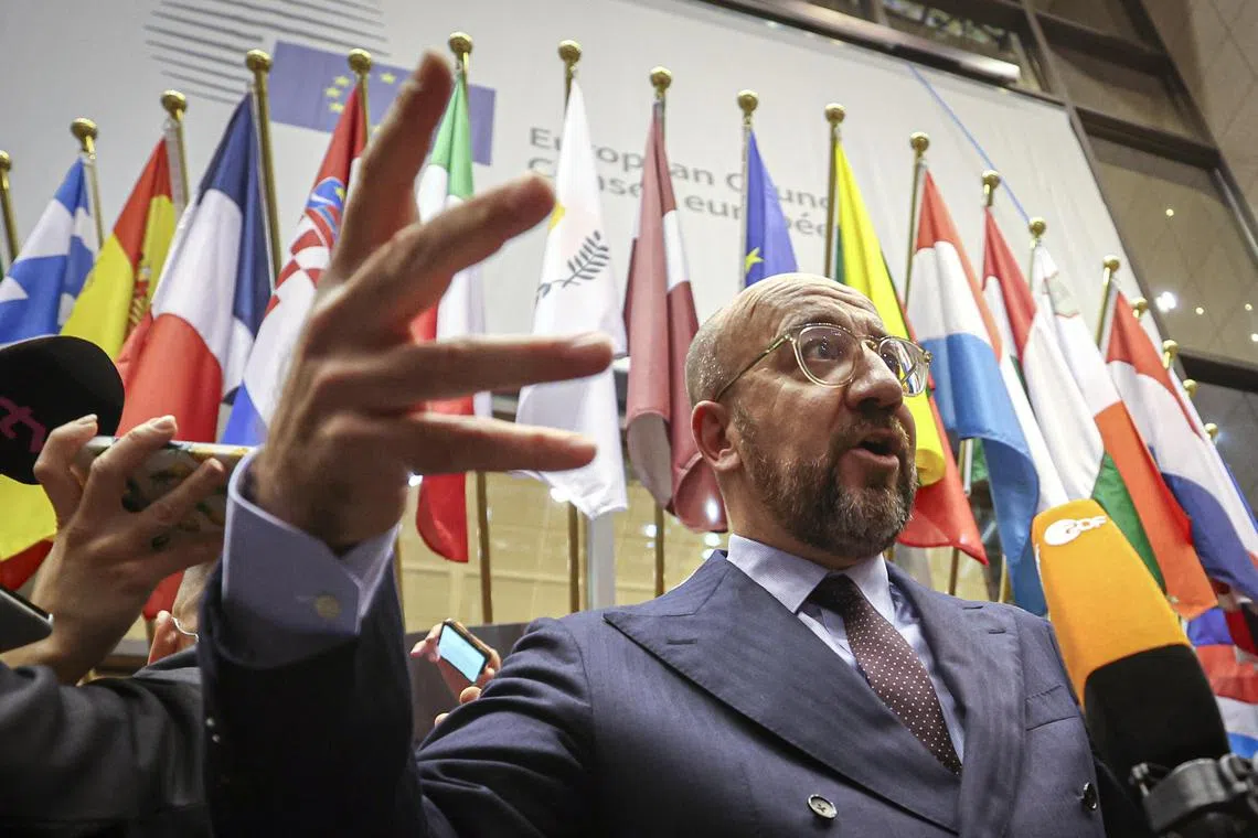 European Council president Charles Michel announces that the EC has decided to open accession negotiations with Ukraine and Moldova.