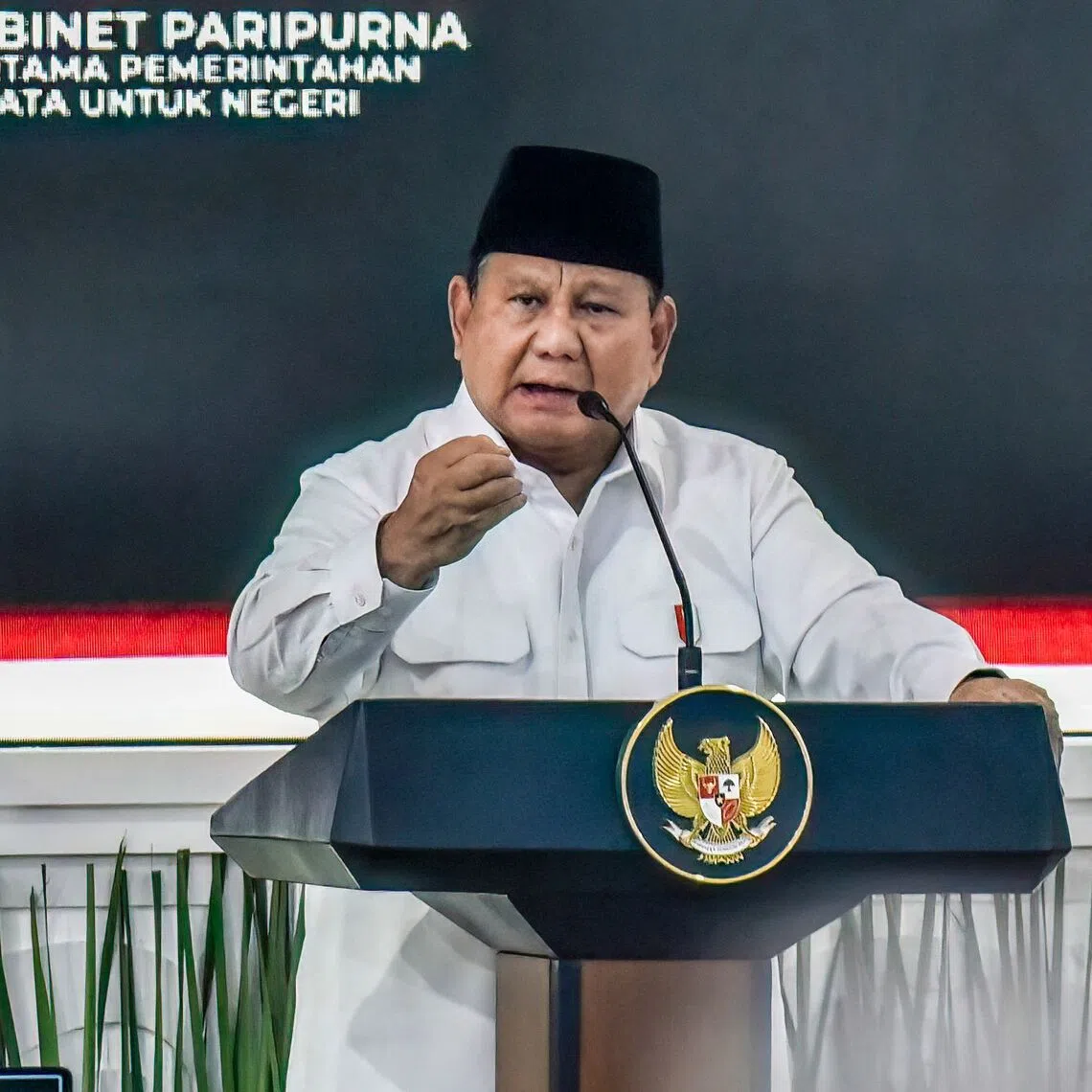 Indonesian President Prabowo Subianto (right) declared that Indonesia will not be intimidated by global index provider MSCI during a Cabinet meeting at the Presidential Palace in Jakarta on Oct 21.