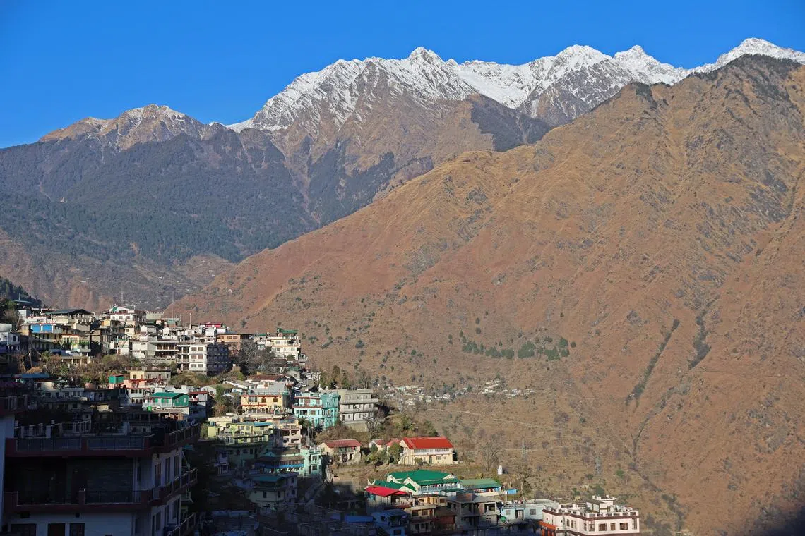 A view shows residential buildings and hotels in Joshimath, in the northern state of Uttarakhand, India, Jan 16, 2023. 