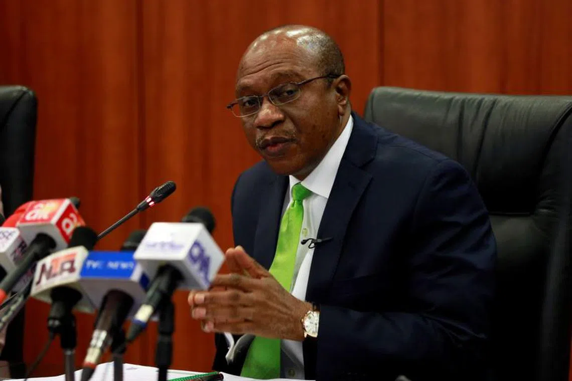 Nigeria's Central Bank Governor Godwin Emefiele briefs the media during the MPC meeting in Abuja, Nigeria January 24, 2020. REUTERS/Afolabi Sotunde/ File Photo