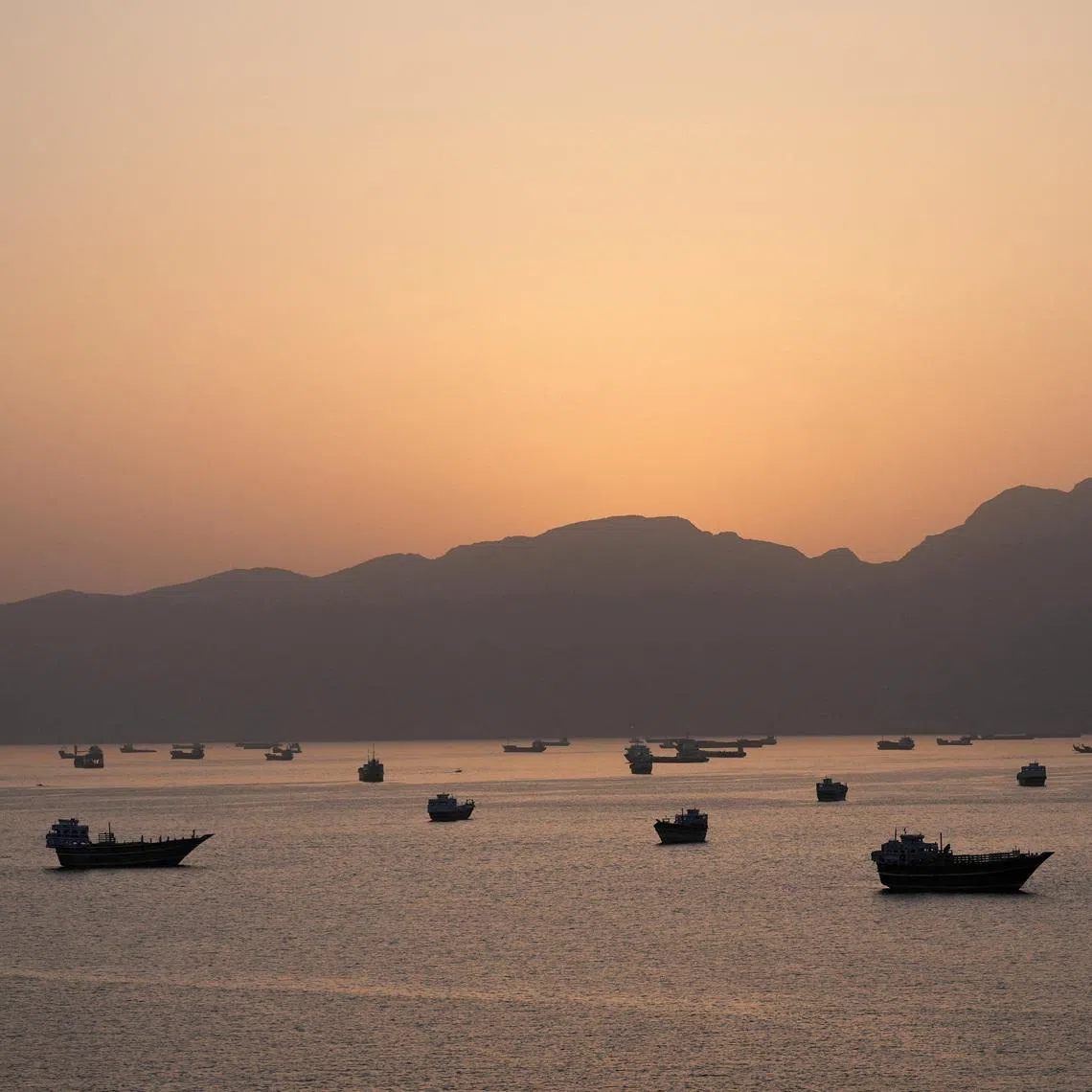 Ships and boats in the Strait of Hormuz, Musandam, Oman, May 1, 2026.