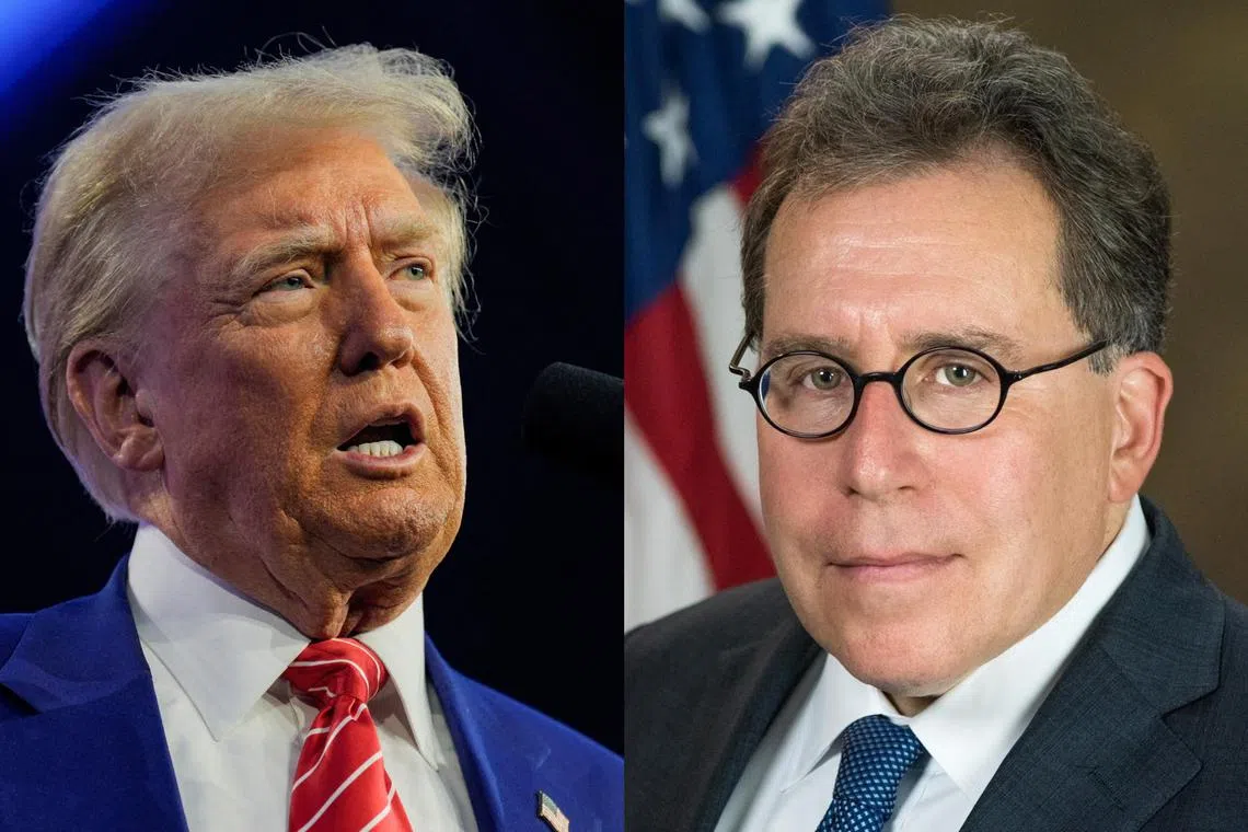 Mr Jay Bratt (right) played a pivotal role in the investigation into sensitive national security documents that Trump took to his Mar-a-Lago residence and social club following the end of his first term as president in 2021.