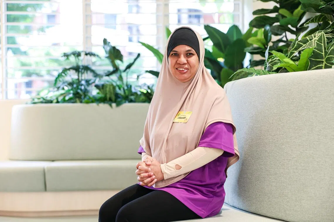 Noorjannah Abdul Wahab, 46, has been with the centre since 2024. She travels there by a chartered bus service.