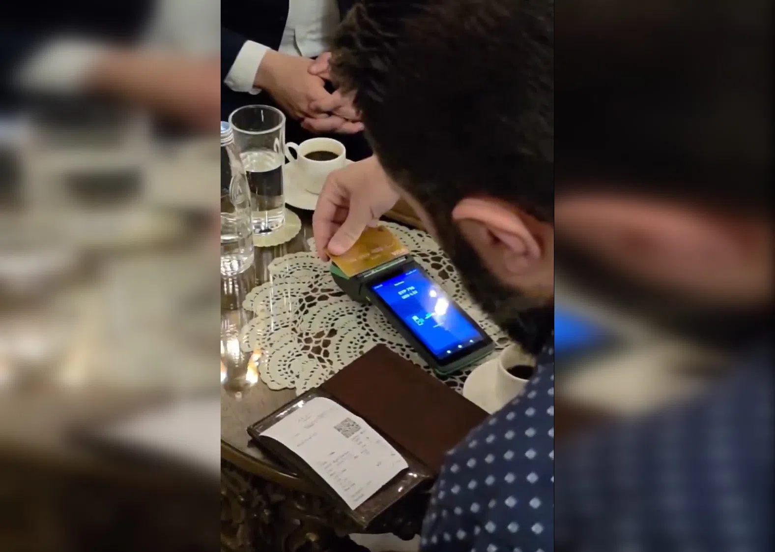 Syrian central bank governor Safwat Raslan posted a video on social media of himself and Syrian President Ahmed al-Sharaa buying coffee at a Damascus cafe by card.