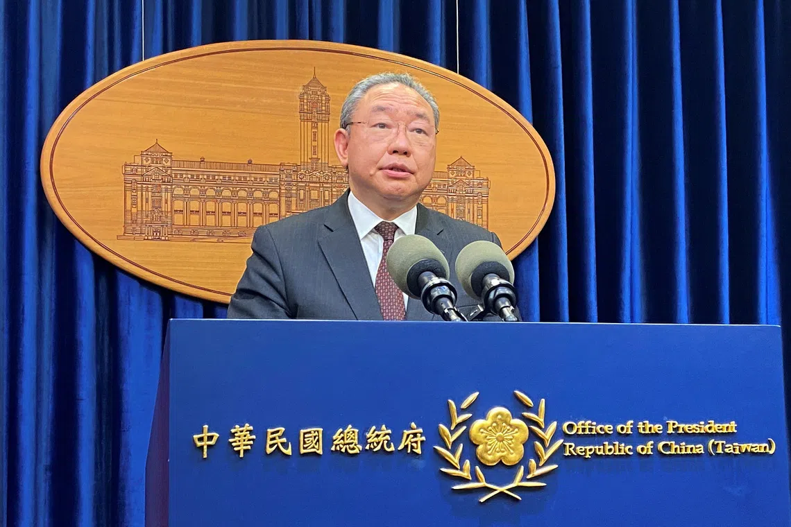 Taiwan Vice Foreign Minister Alexander Yui speaks at a press conference in Taipei, Taiwan July 17, 2023. REUTERS/Ben Blanchard/File Photo